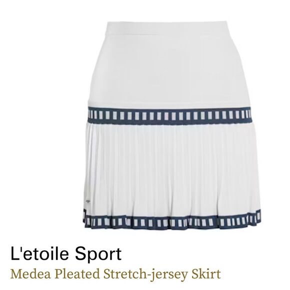 White Pleated Jersey L’Etoile Skirt, size small - Picture 1 of 7